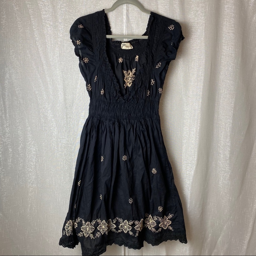Magazine black floral dress~S